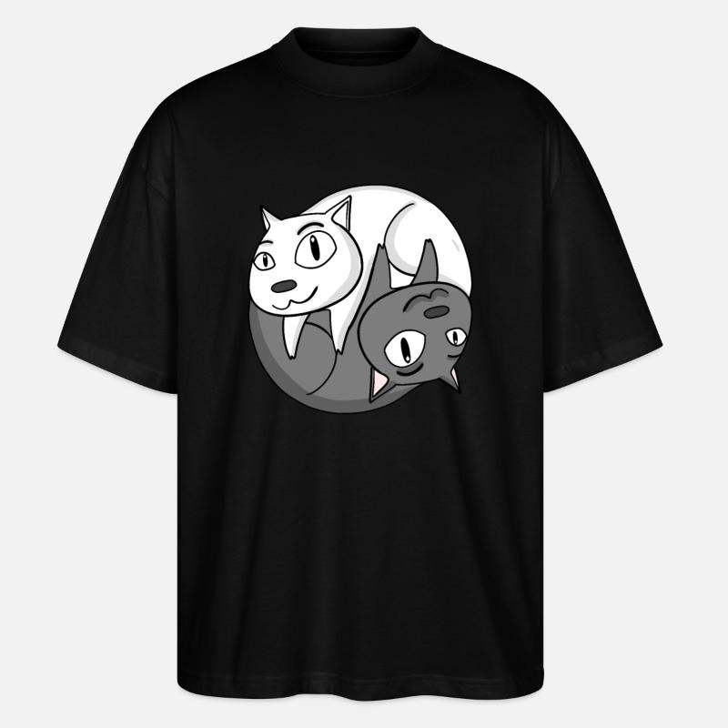 Chat Yin Yang - T-shirt bio Blaster 2.0 coupe oversize Stanley/Stella Unisexe - noir