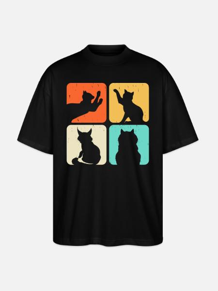 Cat Motif - Stanley/Stella Oversized Unisex Organic T-shirt Blaster 2.0 - black