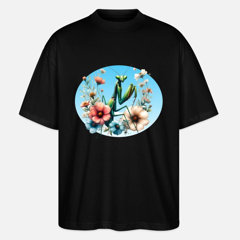 Gottesanbeterin im Blumengarten - Stanley/Stella Oversized Unisex Bio T-Shirt Blaster 2.0 - Schwarz