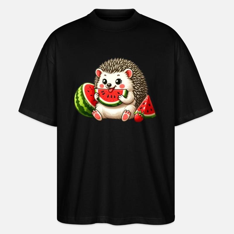 Igel genießt Wassermelone - Stanley/Stella Oversized Unisex Bio T-Shirt Blaster 2.0 - Schwarz