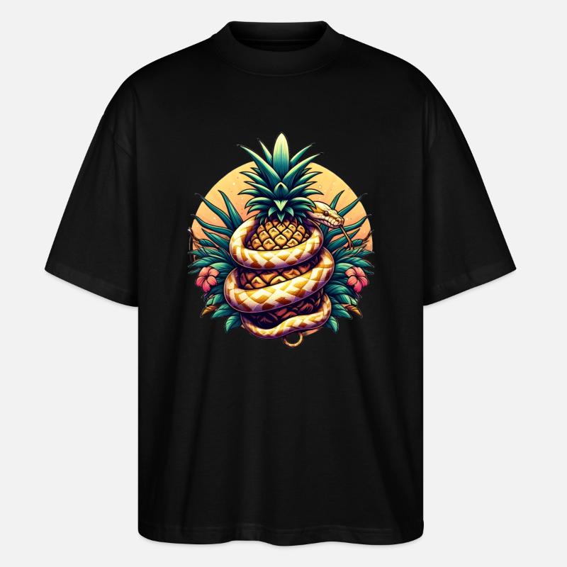 Python around pineapple - Stanley/Stella Oversized Unisex Organic T-shirt Blaster 2.0 - black
