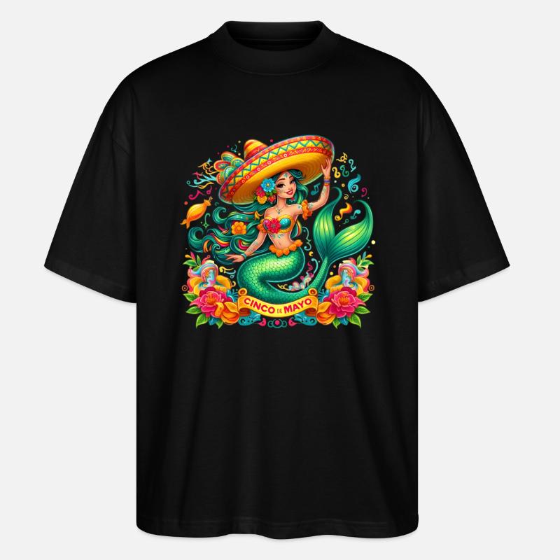Jolie sirène Cinco de Mayo - T-shirt bio Blaster 2.0 coupe oversize Stanley/Stella Unisexe - noir