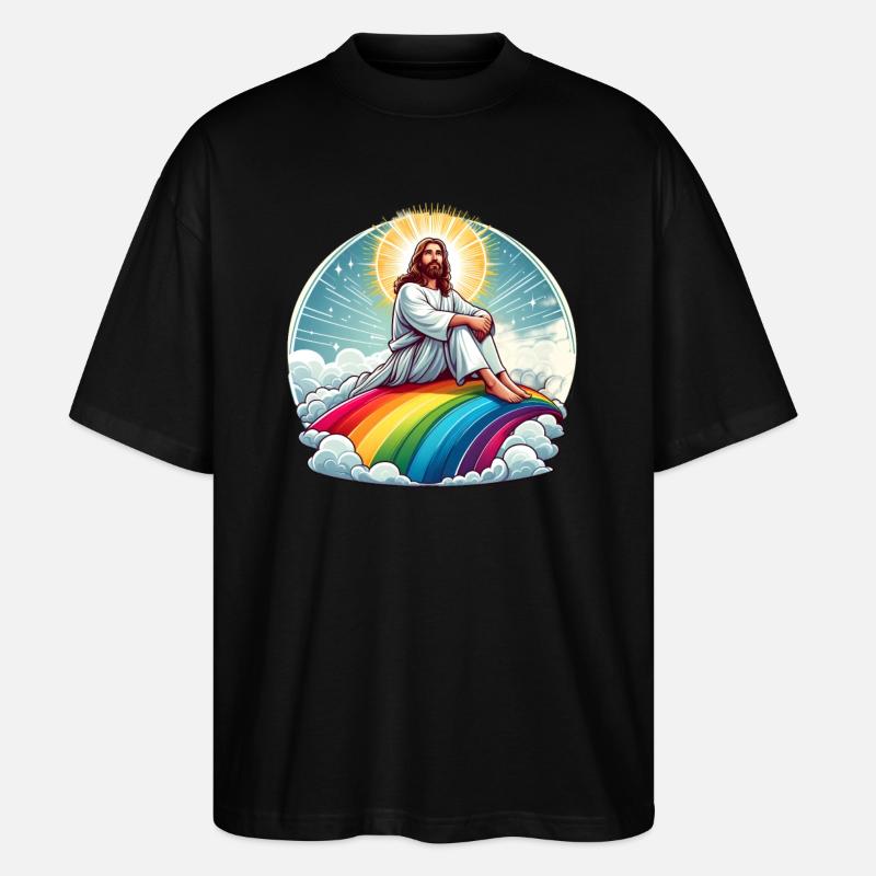 Jesus on rainbow - Stanley/Stella Oversized Unisex Organic T-shirt Blaster 2.0 - black