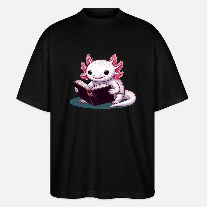Lesender Axolotl - Stanley/Stella Oversized Unisex Bio T-Shirt Blaster 2.0 - Schwarz