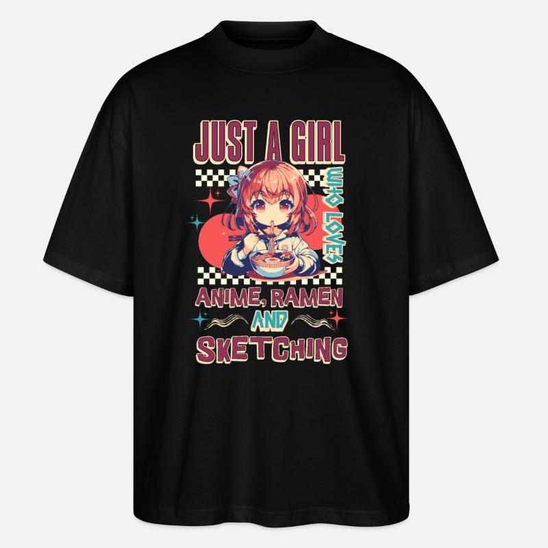 Dessin de ramen d’anime - T-shirt bio Blaster 2.0 coupe oversize Stanley/Stella Unisexe - noir