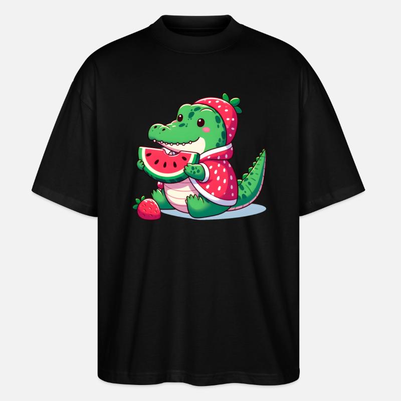 Crocodile en costume de pastèque - T-shirt bio Blaster 2.0 coupe oversize Stanley/Stella Unisexe - noir