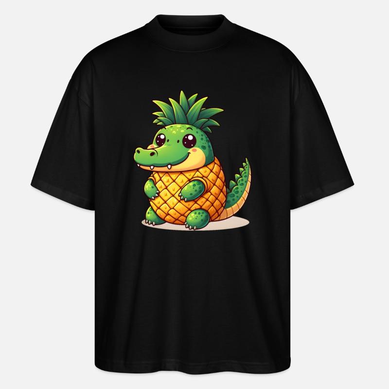 Ananas Krokodil - Stanley/Stella Oversized Unisex Bio T-Shirt Blaster 2.0 - Schwarz