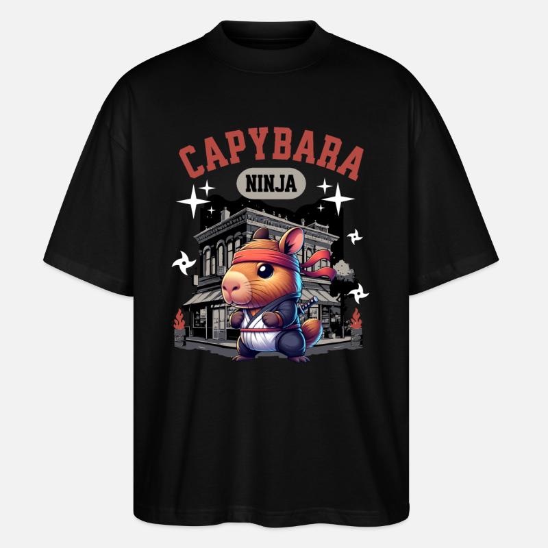 Capybara Ninja - Stanley/Stella Oversized Unisex Bio T-Shirt Blaster 2.0 - Schwarz