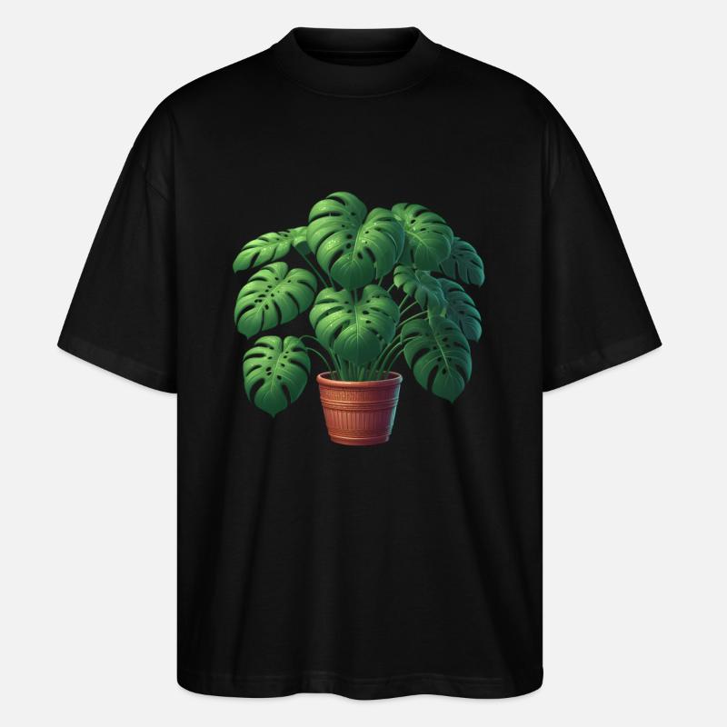 Wunderschöne Monstera Pflanze - Stanley/Stella Oversized Unisex Bio T-Shirt Blaster 2.0 - Schwarz