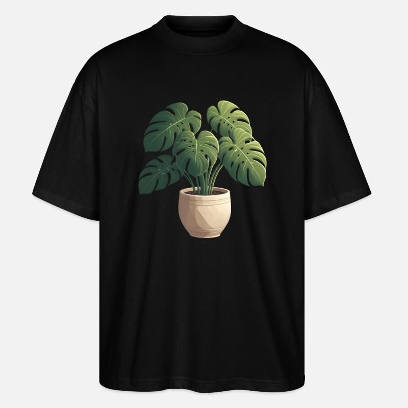 Wunderschöne Monstera Pflanze - Stanley/Stella Oversized Unisex Bio T-Shirt Blaster 2.0 - Schwarz