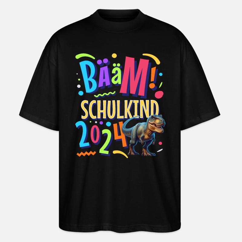 Bääm Schulkind 2024 T Rex - Stanley/Stella Oversized Unisex Bio T-Shirt Blaster 2.0 - Schwarz