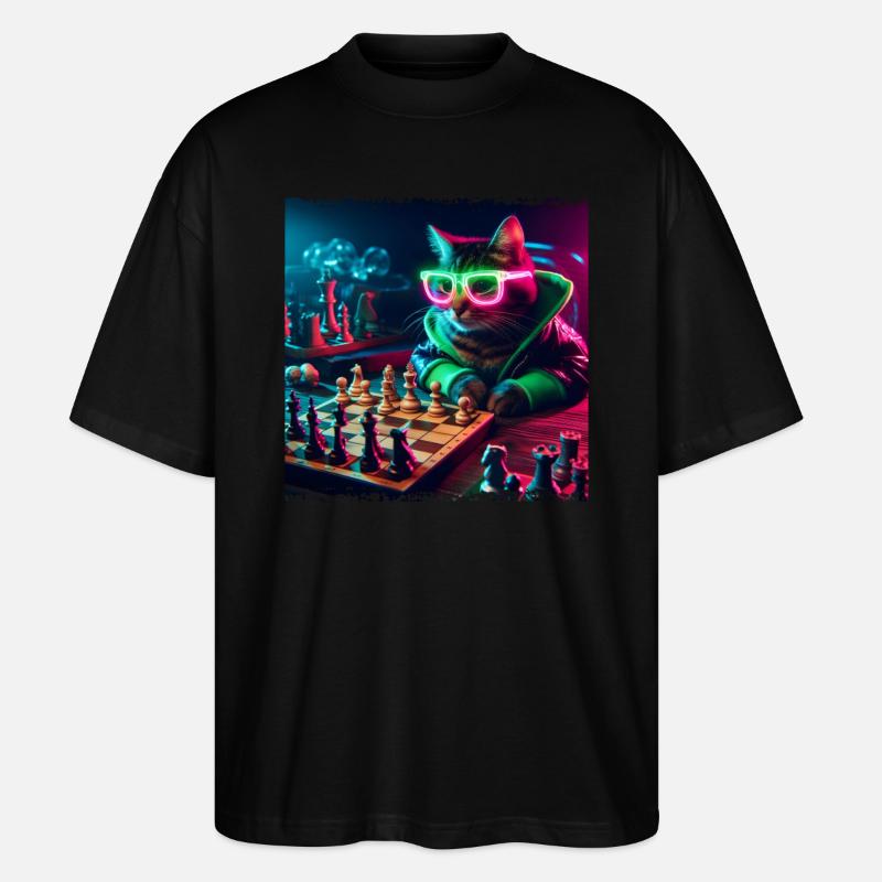 Chat du club d’échecs - T-shirt bio Blaster 2.0 coupe oversize Stanley/Stella Unisexe - noir
