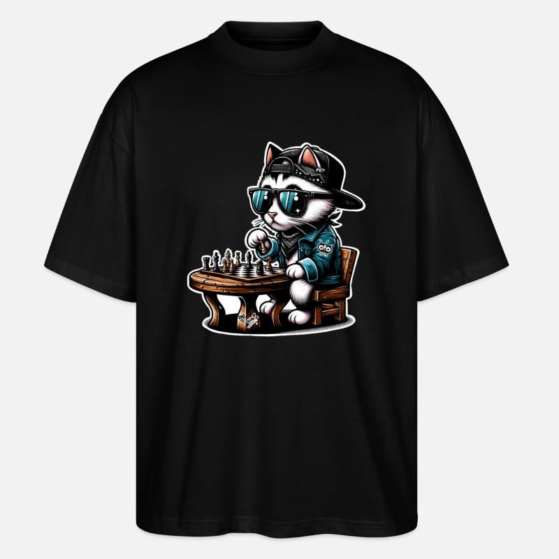 Schach Katze - Stanley/Stella Oversized Unisex Bio T-Shirt Blaster 2.0 - Schwarz