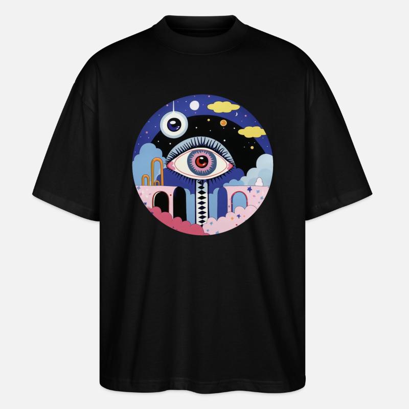 Œil psychédélique - T-shirt bio Blaster 2.0 coupe oversize Stanley/Stella Unisexe - noir