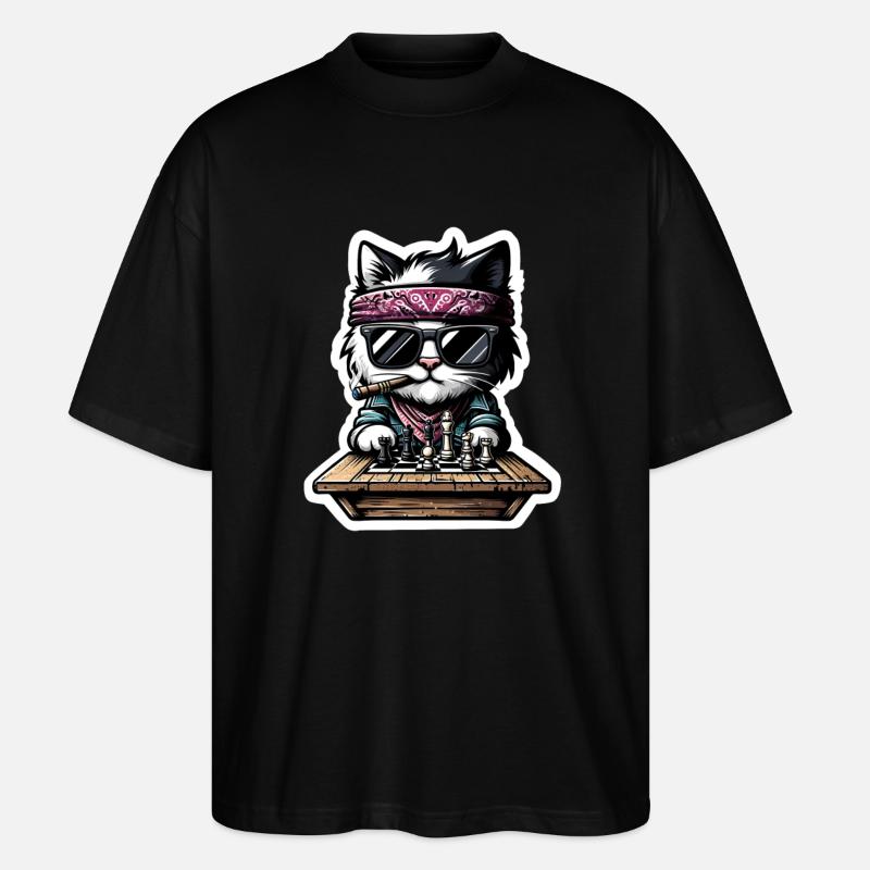 Schach Katze - Stanley/Stella Oversized Unisex Bio T-Shirt Blaster 2.0 - Schwarz