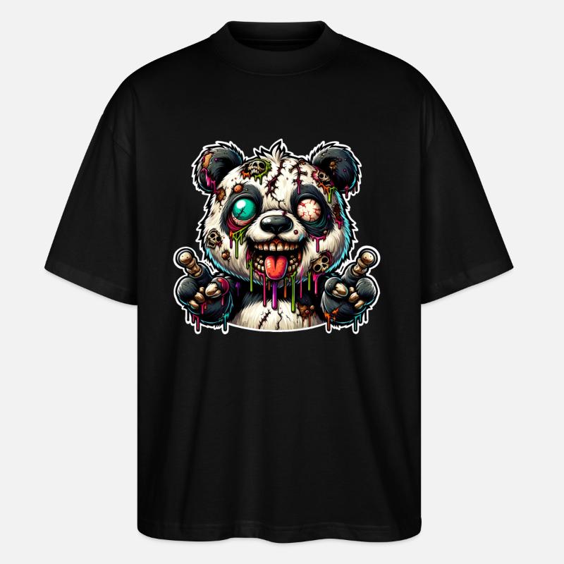 Monstre zombie panda - T-shirt bio Blaster 2.0 coupe oversize Stanley/Stella Unisexe - noir