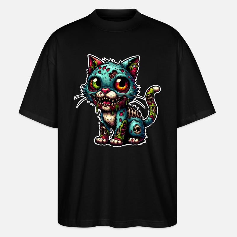 Katze Zombie Monster - Stanley/Stella Oversized Unisex Bio T-Shirt Blaster 2.0 - Schwarz