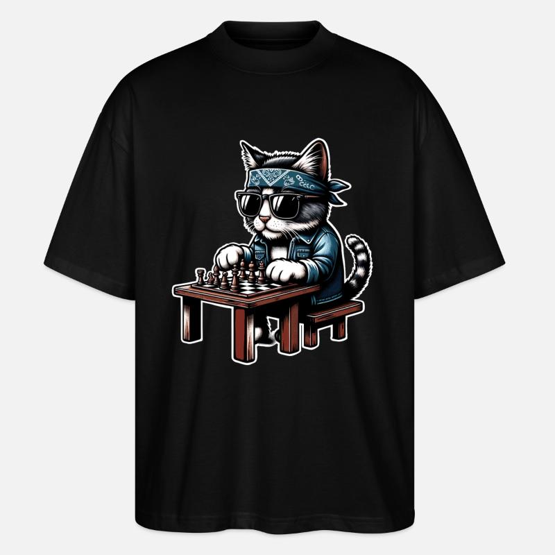 Chat d’échecs - T-shirt bio Blaster 2.0 coupe oversize Stanley/Stella Unisexe - noir