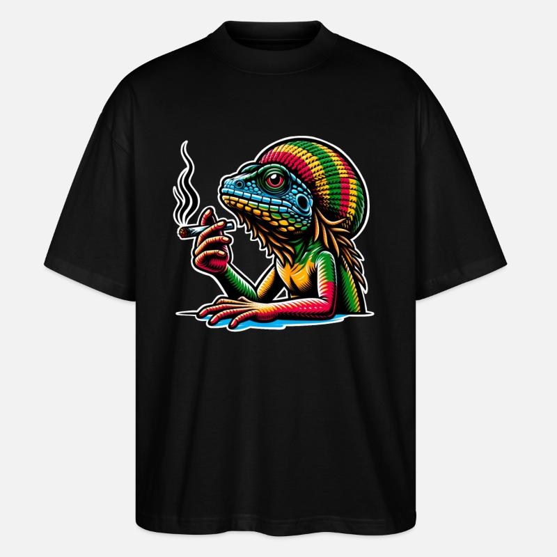 Lizard Smoking Cannabis - Stanley/Stella Oversized Unisex Organic T-shirt Blaster 2.0 - black