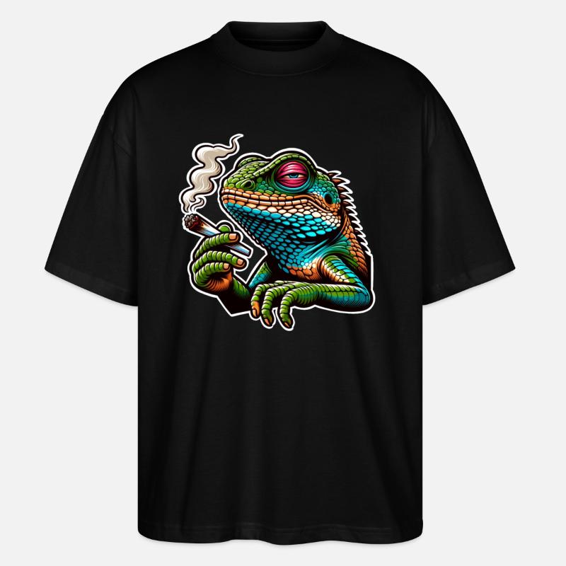 Smoking Cannabis Lizard - Stanley/Stella Oversized Unisex Organic T-shirt Blaster 2.0 - black