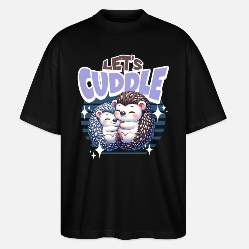 Igel Lets Cuddle - Stanley/Stella Oversized Unisex Bio T-Shirt Blaster 2.0 - Schwarz