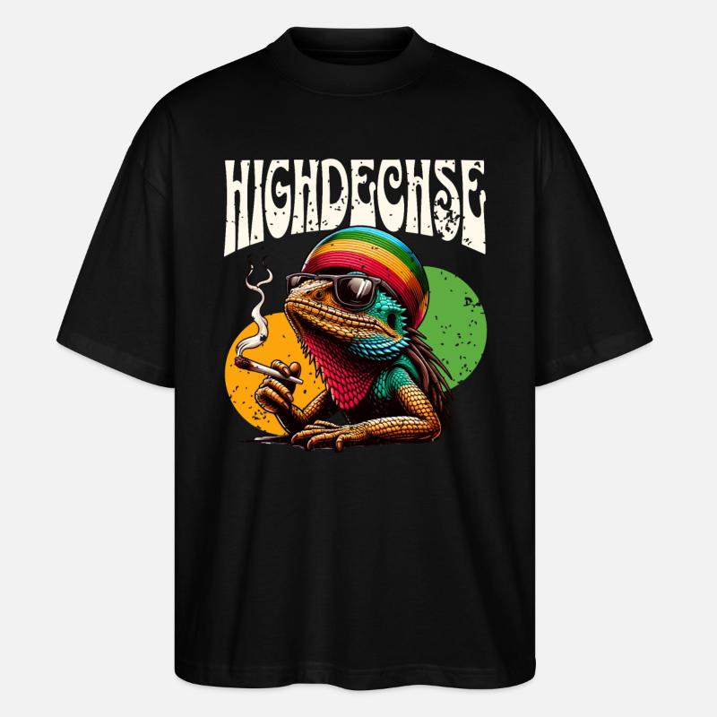 Lézards hauts lézards Iguane Reptiles - T-shirt bio Blaster 2.0 coupe oversize Stanley/Stella Unisexe - noir