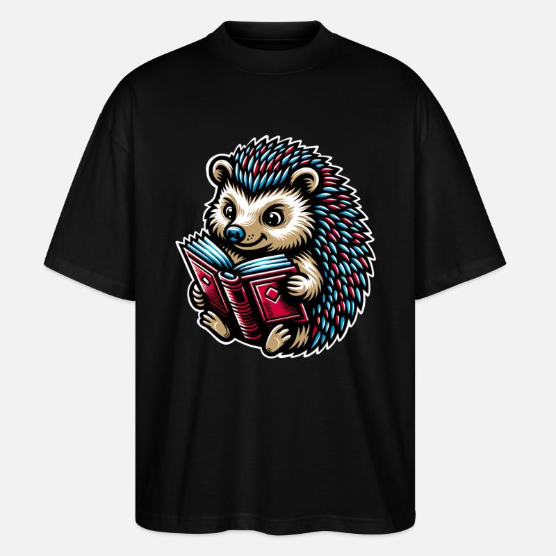 Livres de lecture de hérissons - T-shirt bio Blaster 2.0 coupe oversize Stanley/Stella Unisexe - noir