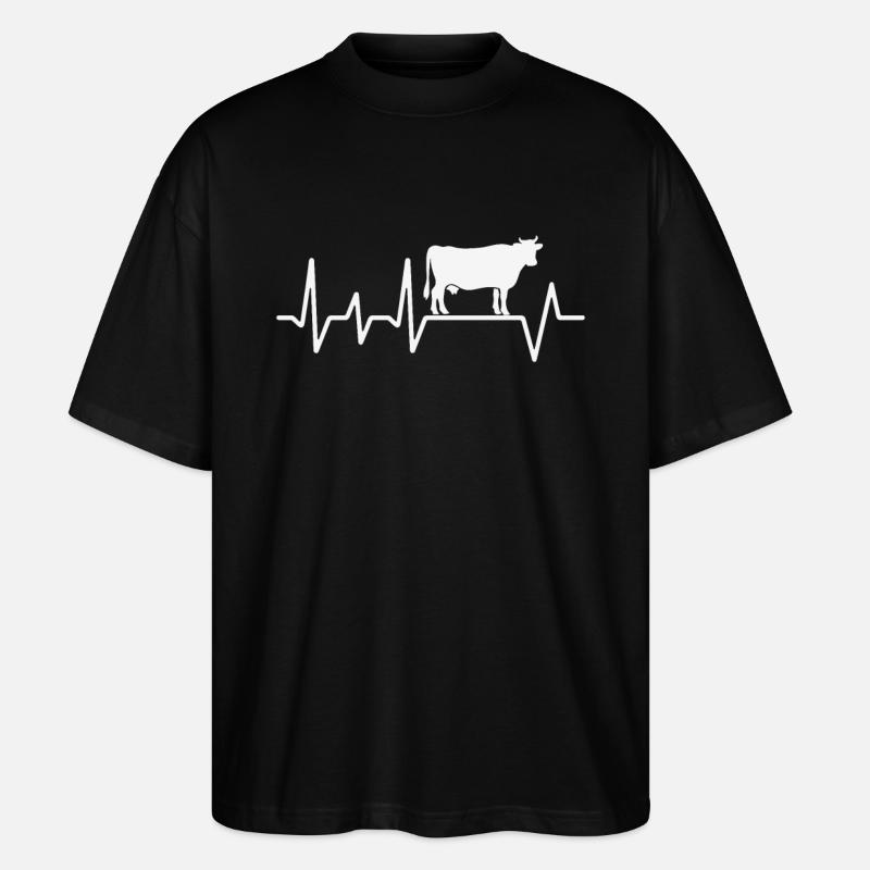 Heartbeat Design mit Kuh - Stanley/Stella Oversized Unisex Bio T-Shirt Blaster 2.0 - Schwarz