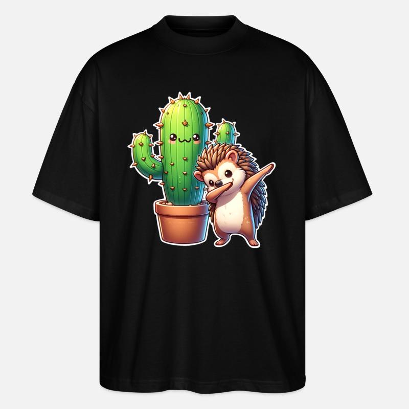 Cactus hérisson - T-shirt bio Blaster 2.0 coupe oversize Stanley/Stella Unisexe - noir