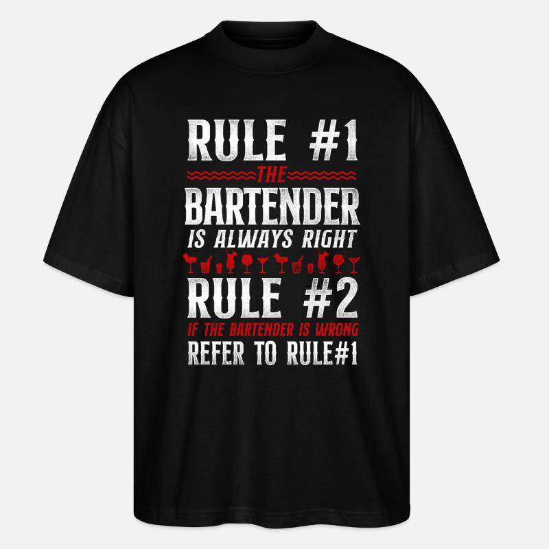 Bartender Mixologist Bar Rules - Stanley/Stella Oversized Unisex Organic T-shirt Blaster 2.0 - black