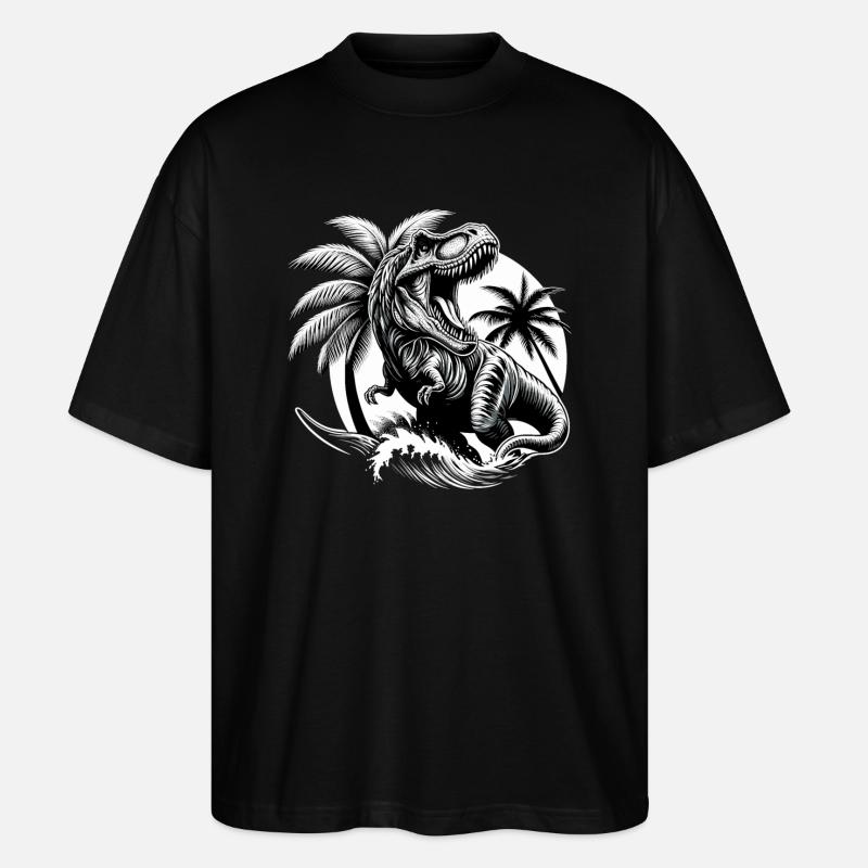 Roaring T-Rex Dinosaur Gift - Stanley/Stella Oversized Unisex Organic T-shirt Blaster 2.0 - black