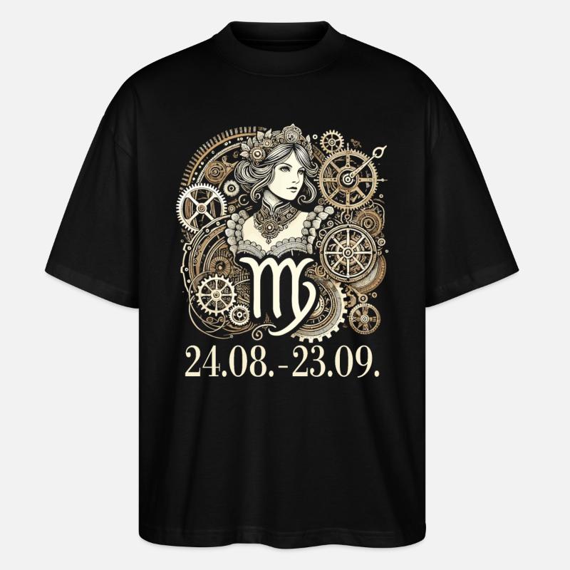 Sternzeichen Jungfrau Steampunk Stil - Stanley/Stella Oversized Unisex Bio T-Shirt Blaster 2.0 - Schwarz