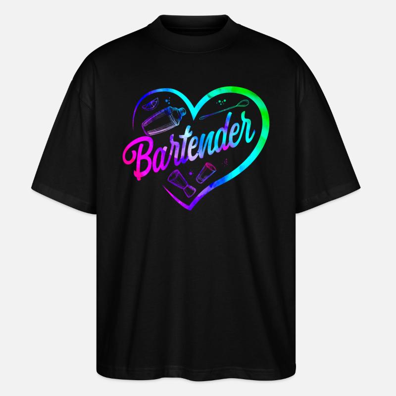 Bartender Mixologist Heart - Stanley/Stella Oversized Unisex Bio T-Shirt Blaster 2.0 - Schwarz
