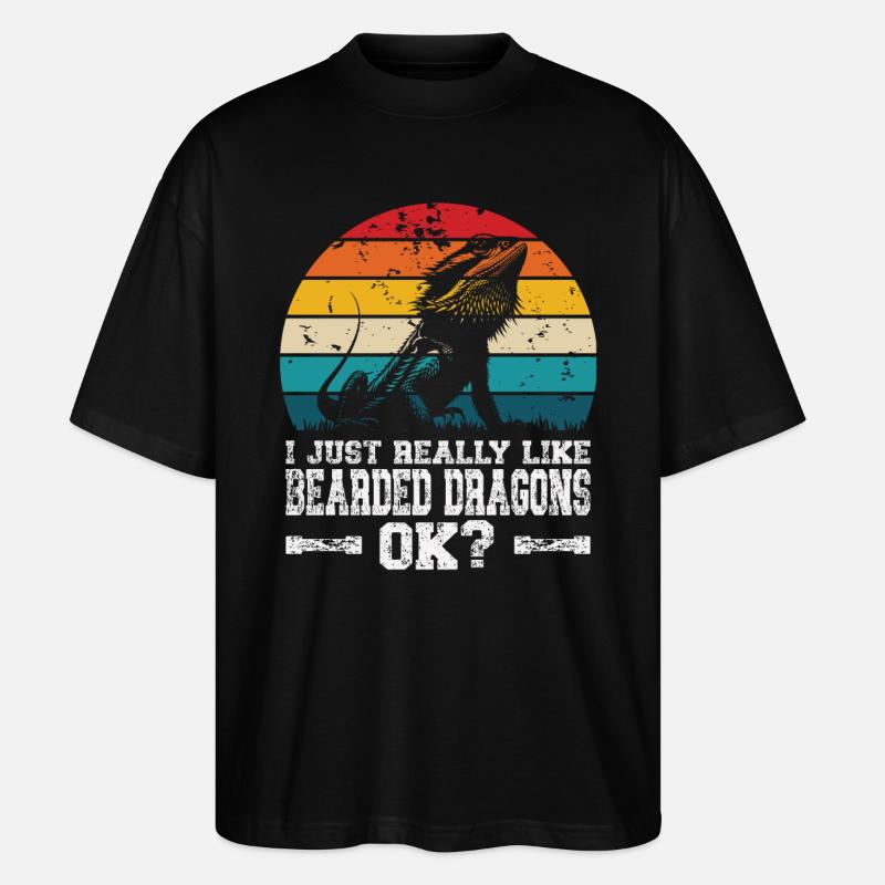 J’aime les dragons barbus - T-shirt bio Blaster 2.0 coupe oversize Stanley/Stella Unisexe - noir