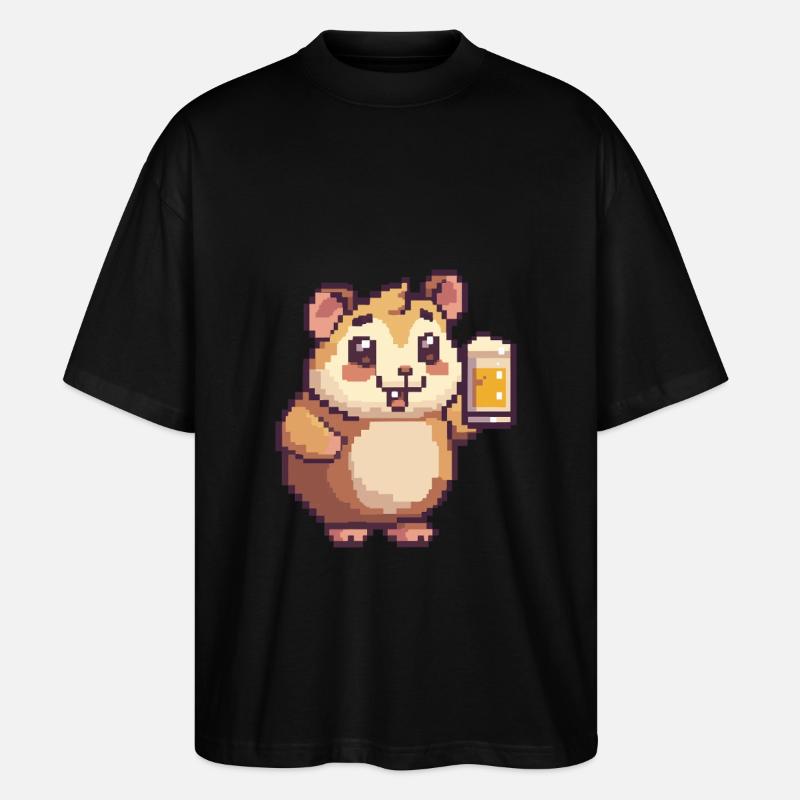 Hamster Pixel Bière - T-shirt bio Blaster 2.0 coupe oversize Stanley/Stella Unisexe - noir