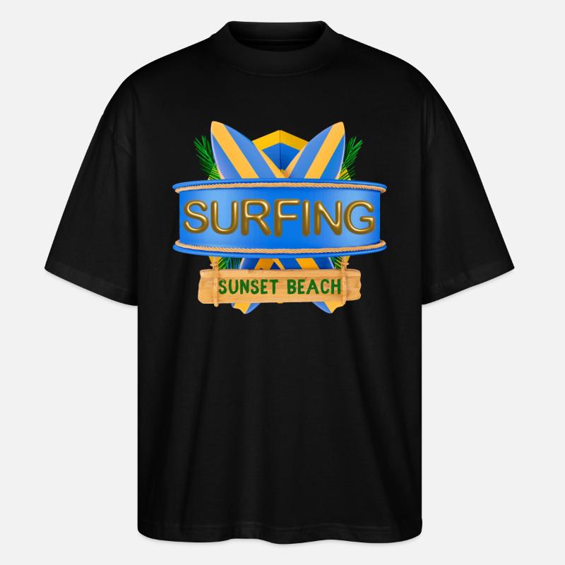 Hawaï, Surf, Sunset Beach - T-shirt bio Blaster 2.0 coupe oversize Stanley/Stella Unisexe - noir