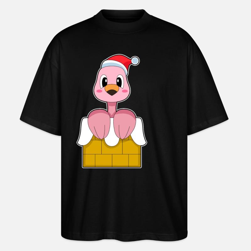 Flamingo Christmas Stone Wall - Stanley/Stella Oversized Unisex Organic T-shirt Blaster 2.0 - black