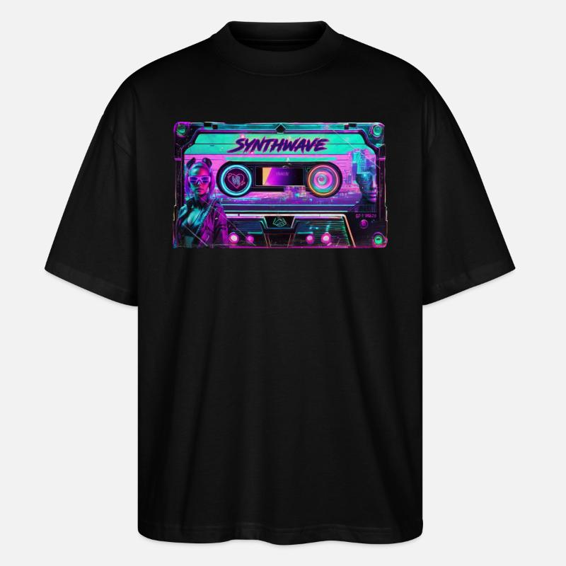 Synthwave Cassette - Stanley/Stella Oversized Unisex Bio T-Shirt Blaster 2.0 - Schwarz