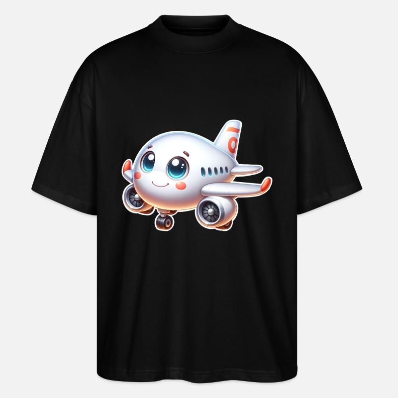 Flugzeug - Stanley/Stella Oversized Unisex Bio T-Shirt Blaster 2.0 - Schwarz