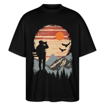 Photographie Nature Photographie Appareil photo reflex - T-shirt bio Blaster 2.0 coupe oversize Stanley/Stella Unisexe - noir - Devant - Alina (178cm) & Michal (187cm)
