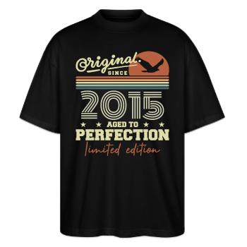 Original 2015 cadeau anniversaire 2015 rétro 2015 - T-shirt bio Blaster 2.0 coupe oversize Stanley/Stella Unisexe - noir - Devant - Alina (178cm) & Michal (187cm)