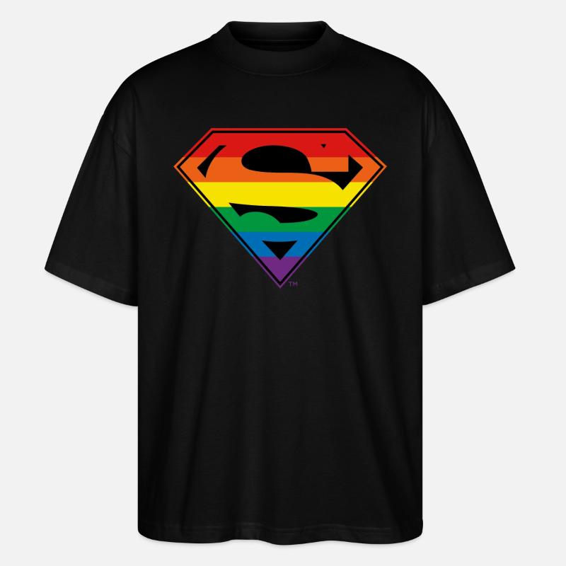 Justice League Superman Regenbogen Logo - Stanley/Stella Oversized Unisex Bio T-Shirt Blaster 2.0 - Schwarz