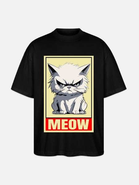 Chat Miaou Drôle - T-shirt bio Blaster 2.0 coupe oversize Stanley/Stella Unisexe - noir