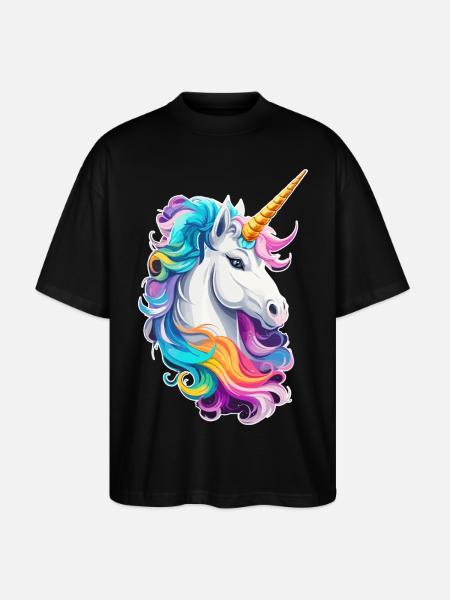 buntes Einhorn - Stanley/Stella Oversized Unisex Bio T-Shirt Blaster 2.0 - Schwarz