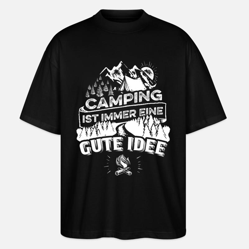 Camping eine gute Idee - Stanley/Stella Oversized Unisex Bio T-Shirt Blaster 2.0 - Schwarz