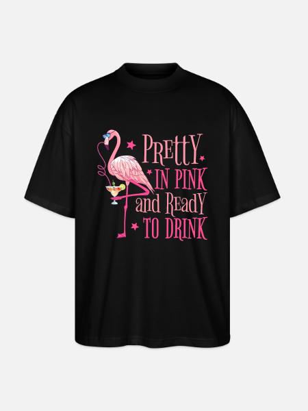 Flamingo JGA Party Pretty In Pink Klar til å drikke - Stanley/Stella Blaster 2.0 Økologisk Oversized Unisex T-skjorte - svart