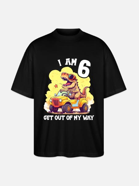 T-Rex Drives Monster Truck I'm 6th Birthday - Stanley/Stella Oversized Unisex Organic T-shirt Blaster 2.0 - black