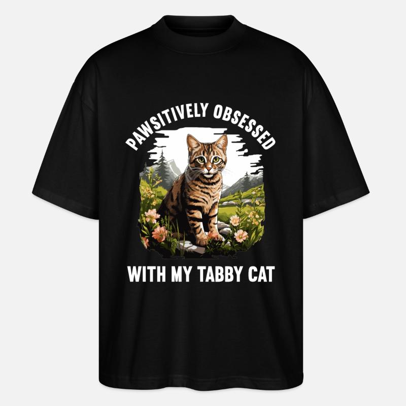Tabby Kitten Tabby Cat - Stanley/Stella Oversized Unisex Organic T-shirt Blaster 2.0 - black