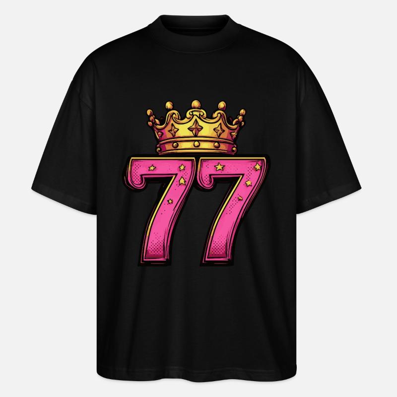 77 Zahl Krone - Stanley/Stella Oversized Unisex Bio T-Shirt Blaster 2.0 - Schwarz