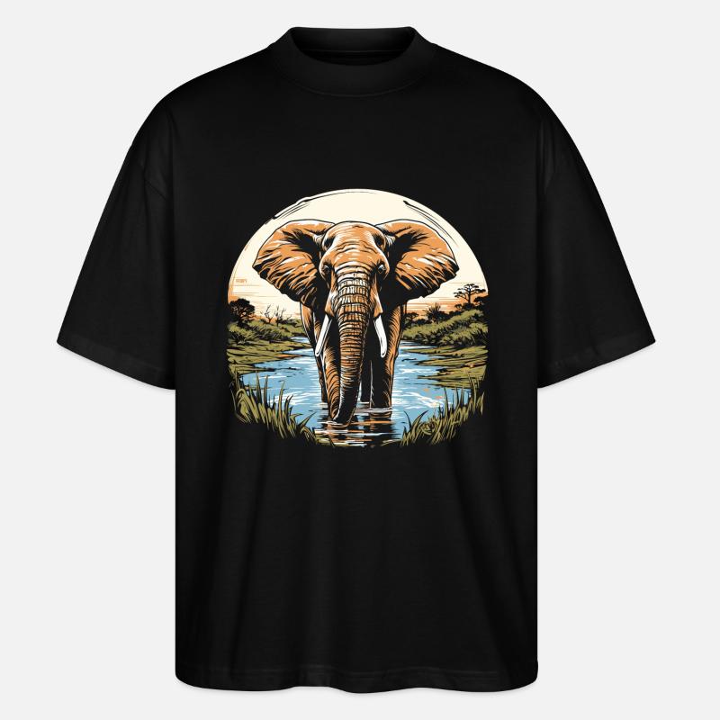 Elephant - Stanley/Stella Oversized Unisex Bio T-Shirt Blaster 2.0 - Schwarz